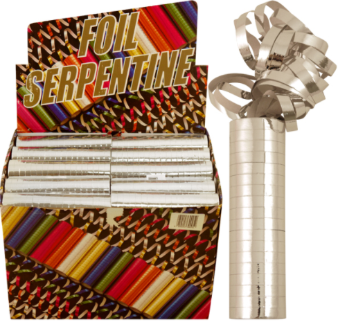 Silver Foil Serpentine Party Streamers (18 throws)
