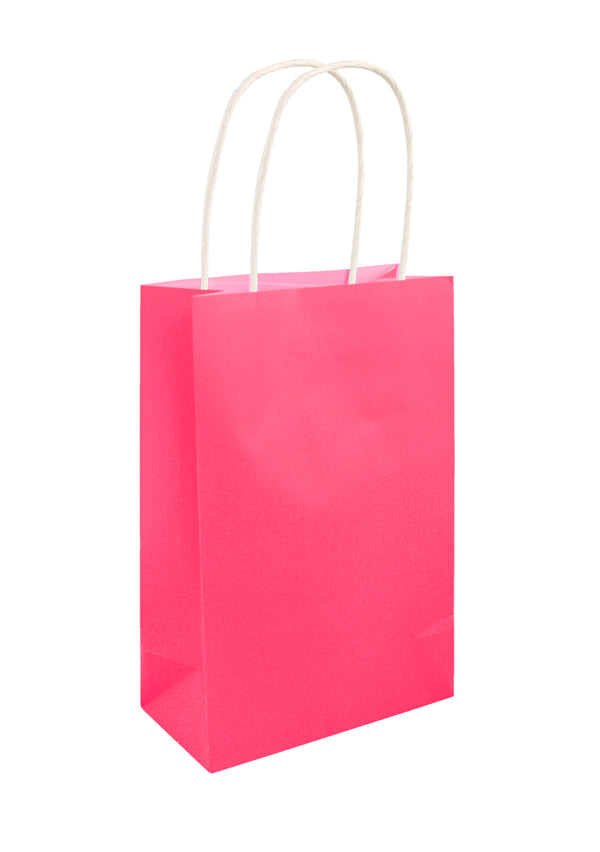 Neon Pink Paper Party Bag with Handles
