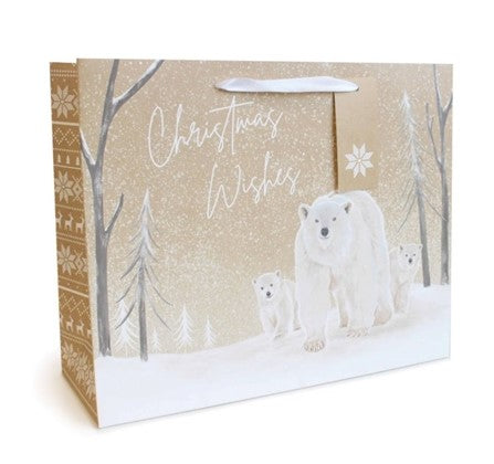 Gift bag XMAS Kraft Polar Bears Extra Large