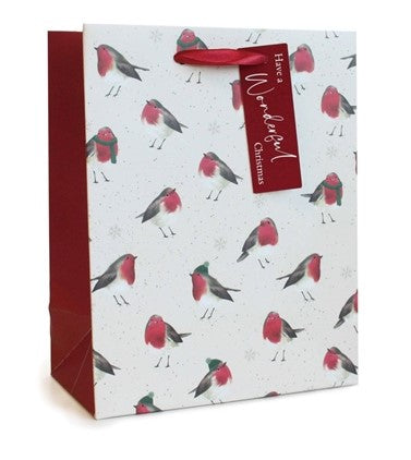Gift bag XMAS Robin Pattern Medium