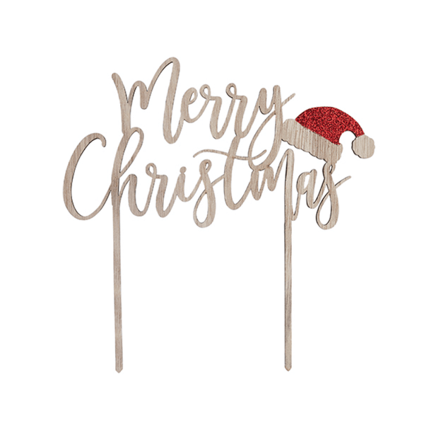 MERRY CHRISTMAS WOODEN CAKE TOPPER