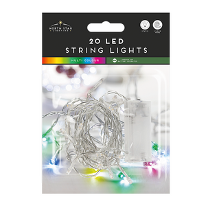 20 Led Battery Operated String Lights - Multicoloured