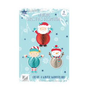 Hanging Xmas Honeycomb Decorations (3 Pack)