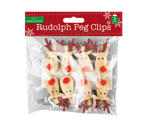 Rudolph And Red Nose Clips (8 Pack)