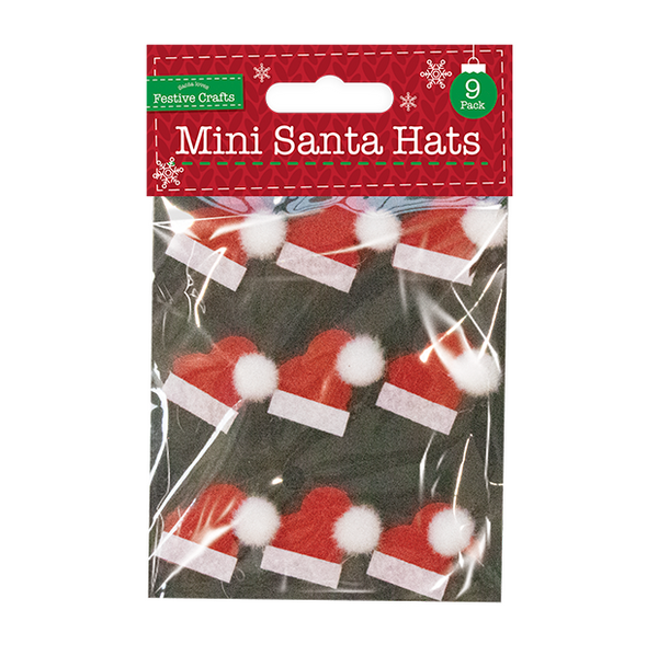 Mini Santa Hat Embellishment (9 Pack)