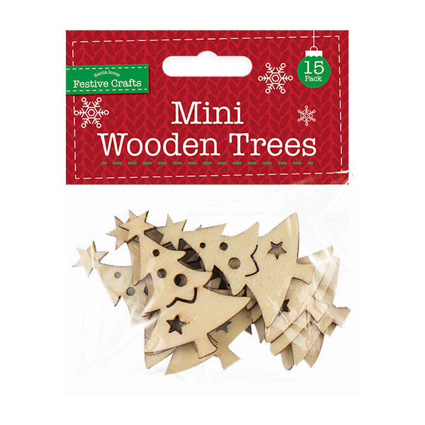 Mini Wooden Christmas Trees (15 Pack)
