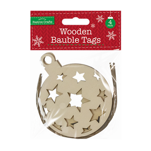 Wooden Baubles Tags (4 Pack)