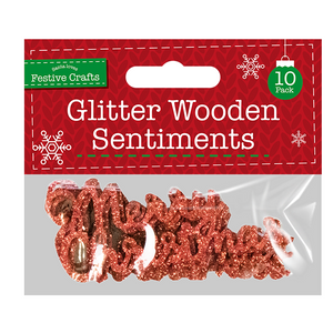 Glitter Wooden Sentiments (10 Pack)