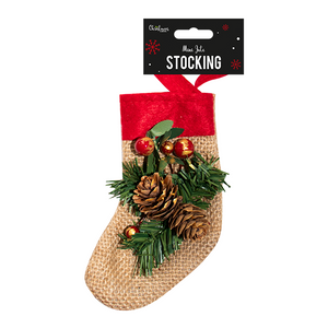Mini Jute Stocking Decoration (15cm x 8.5cm x 4cm)