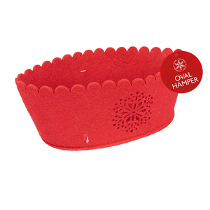 Laser Cut Oval Felt Hamper Basket (28cm x 16cm x 12cm)