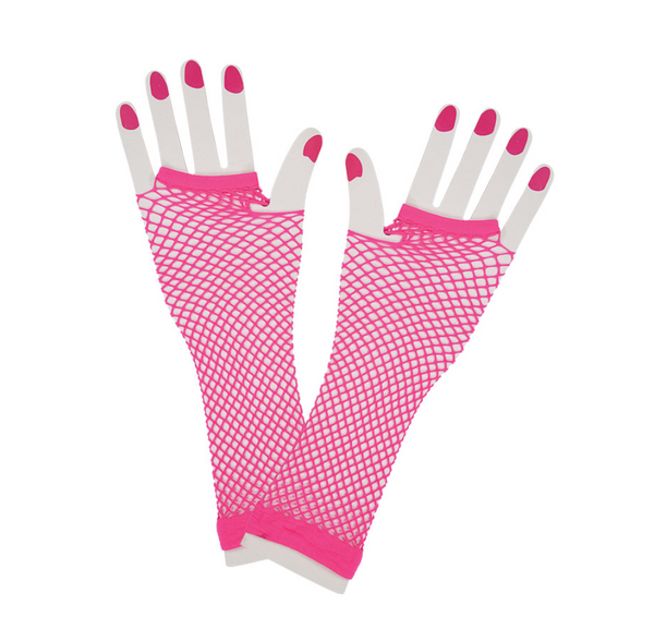 80's Net Gloves (Long) - NEON PINK