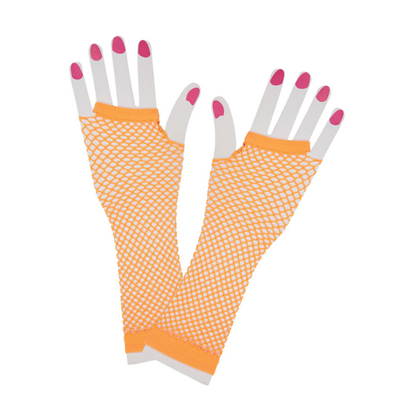 80's Net Gloves (Long) - NEON ORANGE