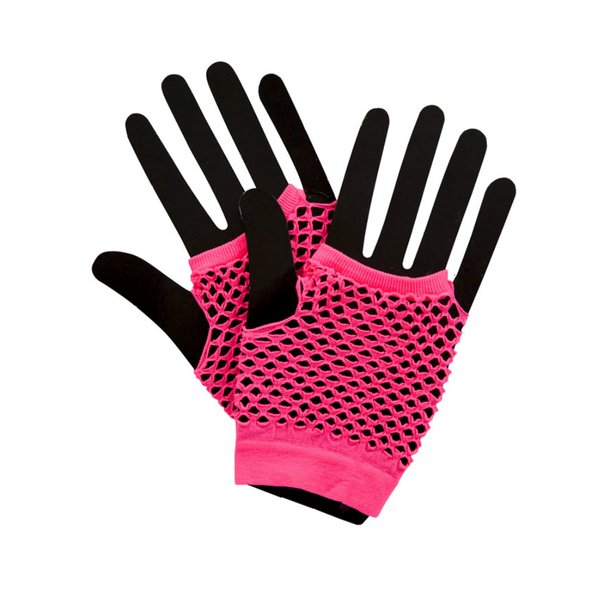 80's Net Gloves (Short) - NEON PINK