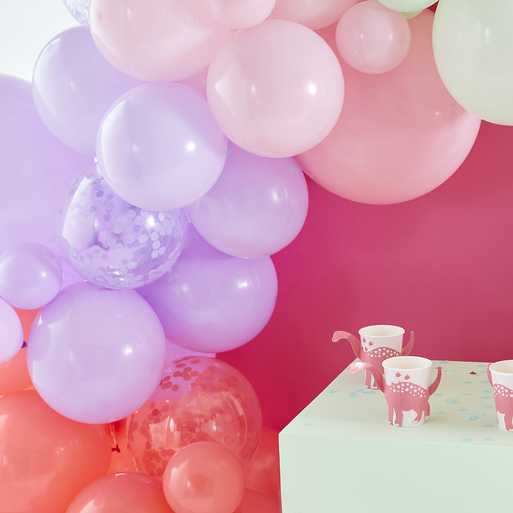 Pink, Lilac, Pastel Green and Confetti Balloon Arch
