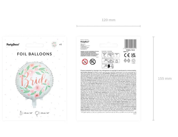 Foil balloon White Flower Bride (45cm)