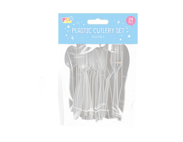 Reusable Plastic Cutlery Set - (24 Pack)