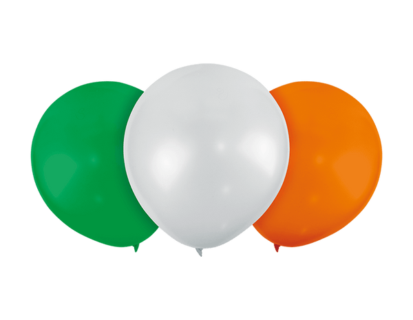 St. Patrick's Day Tricolour Balloons 12" - (12 Pack)