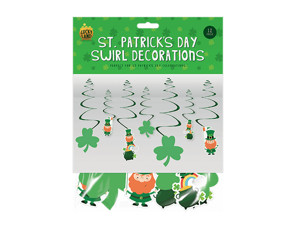 St. Patrick's Day Card Swirl Decorations - (12 Pack)