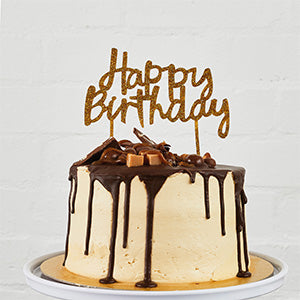 Acrylic Glitter Happy Birthday Cake Topper - Gold