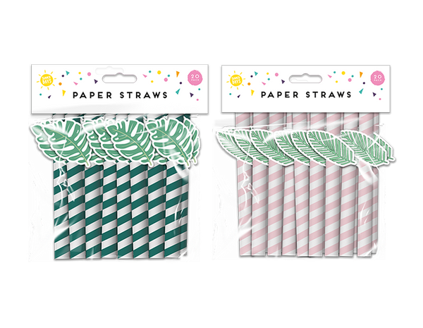 Summer Party Paper Straws Leaf - (20 Pack)