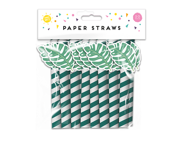 Summer Party Paper Straws Leaf - (20 Pack)