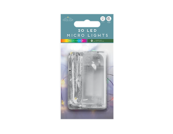 20 Micro LED Battery Operated Lights - Multicoloured