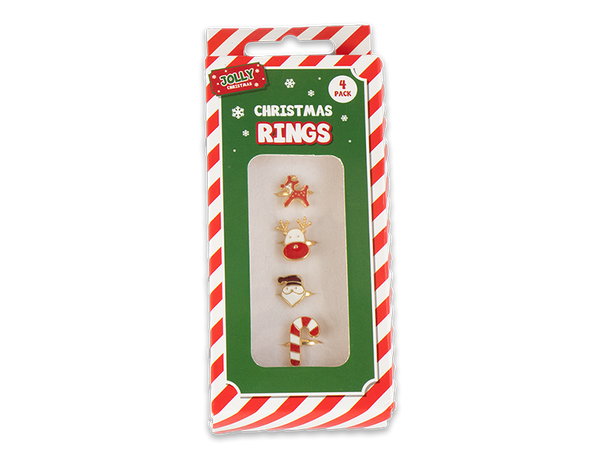 Xmas Rings in 2 Assorted Designs - (4 Pack)
