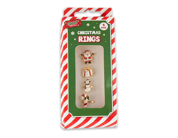 Xmas Rings in 2 Assorted Designs - (4 Pack)