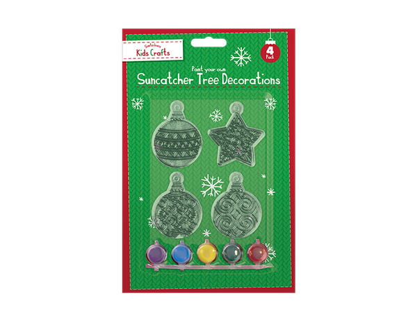 Christmas Suncatcher Tree Decorations with Paint -  (4 Pack)