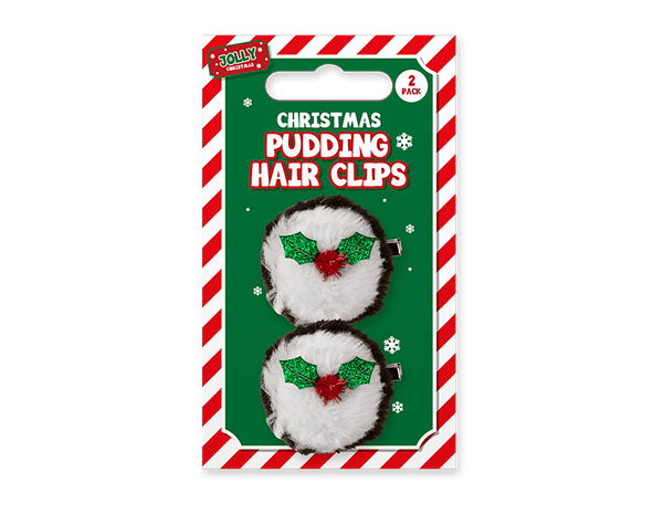 Christmas Pudding Hair Clips - (2 Pack)