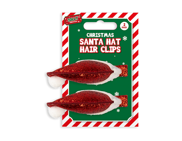 Glitter Santa Hat Hair Clips - (2 Pack)