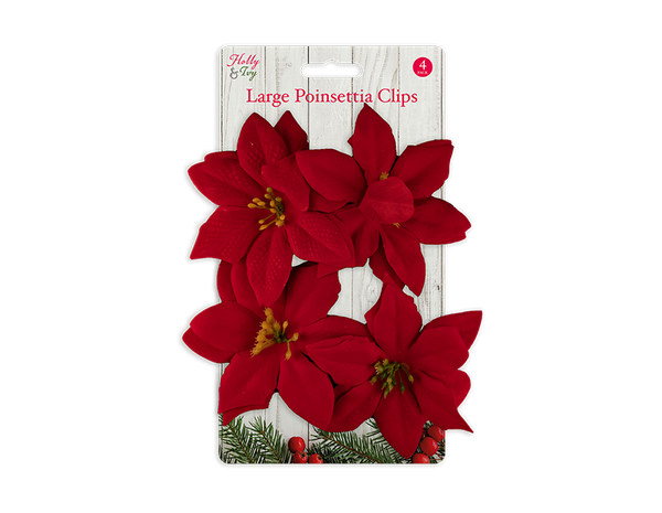 Large Poinsettia Clips - (4 Pack)