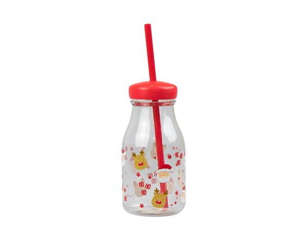 Kids Plastic Milk Jar & Straw