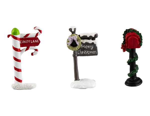 Festive Christmas Post Sign Ornament in 3 Assorted Designs